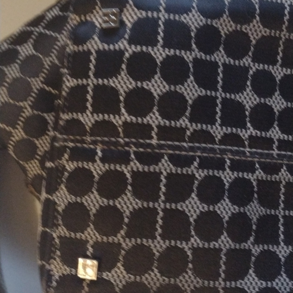 KATE SPADE BLACK WHITE SIGNATURE LOGO DRAWSTRING BUCKET HANDBAG - Picture 6 of 12